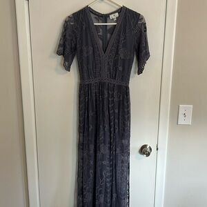 Lace Overlay Floor Length Romper